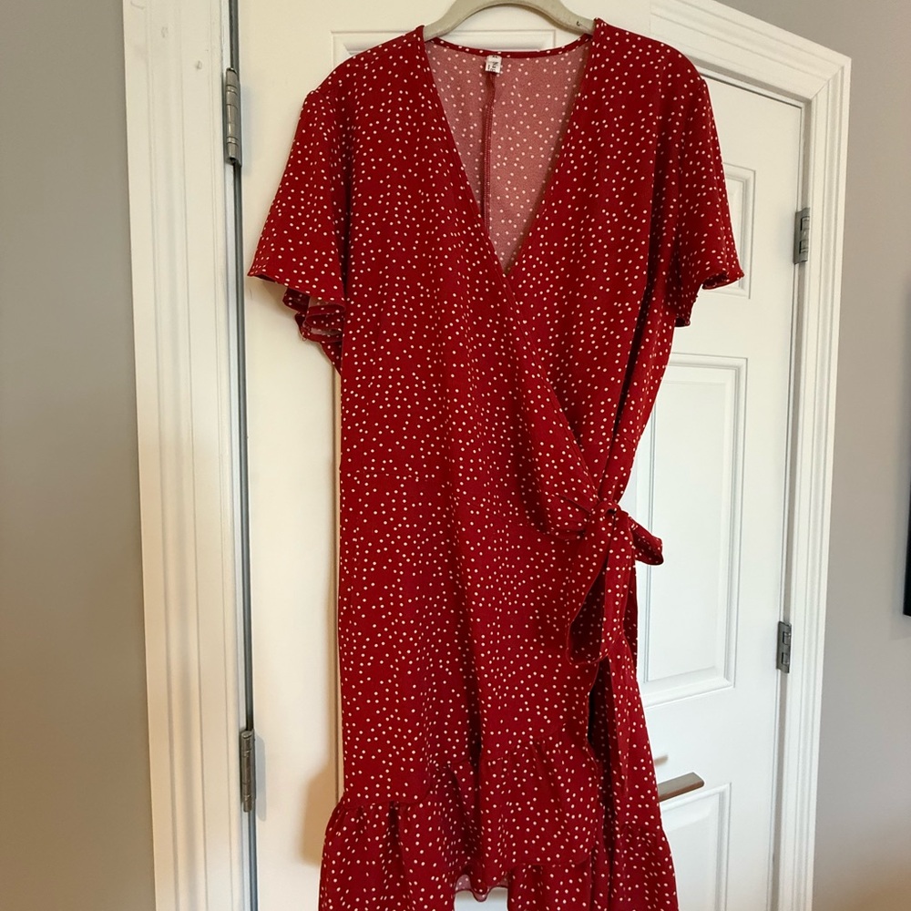 Red Polka Dot Wrap Dress